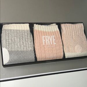 Frye Women's Trio - Gray, Cream, & Pink size 4-10 super soft boot socks …